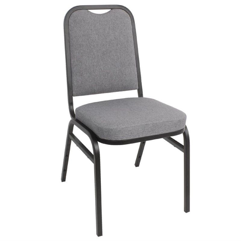 Bolero stolná stolička oceľová s hranatým operadlom a šedým jednofarebným poťahom (sada 4ks)